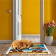 thumbnail image 4 of Latch Hook Rug Kit Beach Scene with Palm Trees Beach Chairs Pre-printed Handmade Carpet Crochet Yarn Craft DIY Hook and Latch Door Mat Tapestry for Home Floor Decoration 52x38cm-1, 4 of 7