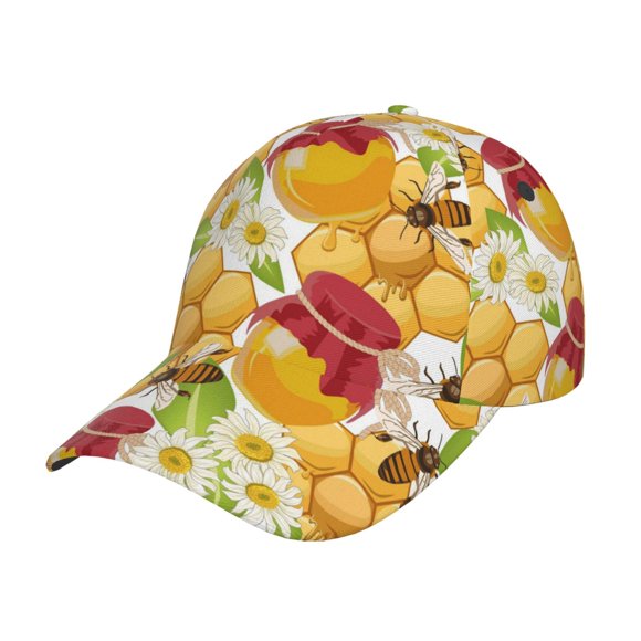 Easygdp Bees Honeycomb for Unisex Twill Fabric Baseball Cap with Adjustable Buckle - Sweat-Absorbent Hat for Outdoor Activities, Sports, and Casual Wear