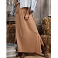 thumbnail image 2 of Doublju Women's Smocking Waist Detailed Maxi Slit Skirt With Pocket, 2 of 5
