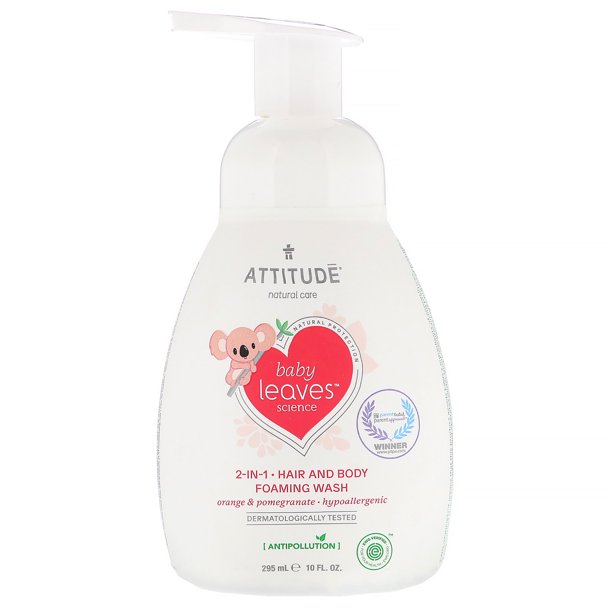 ATTITUDE 2in1 Natural Hair and Body Foaming Wash for Baby, EWG