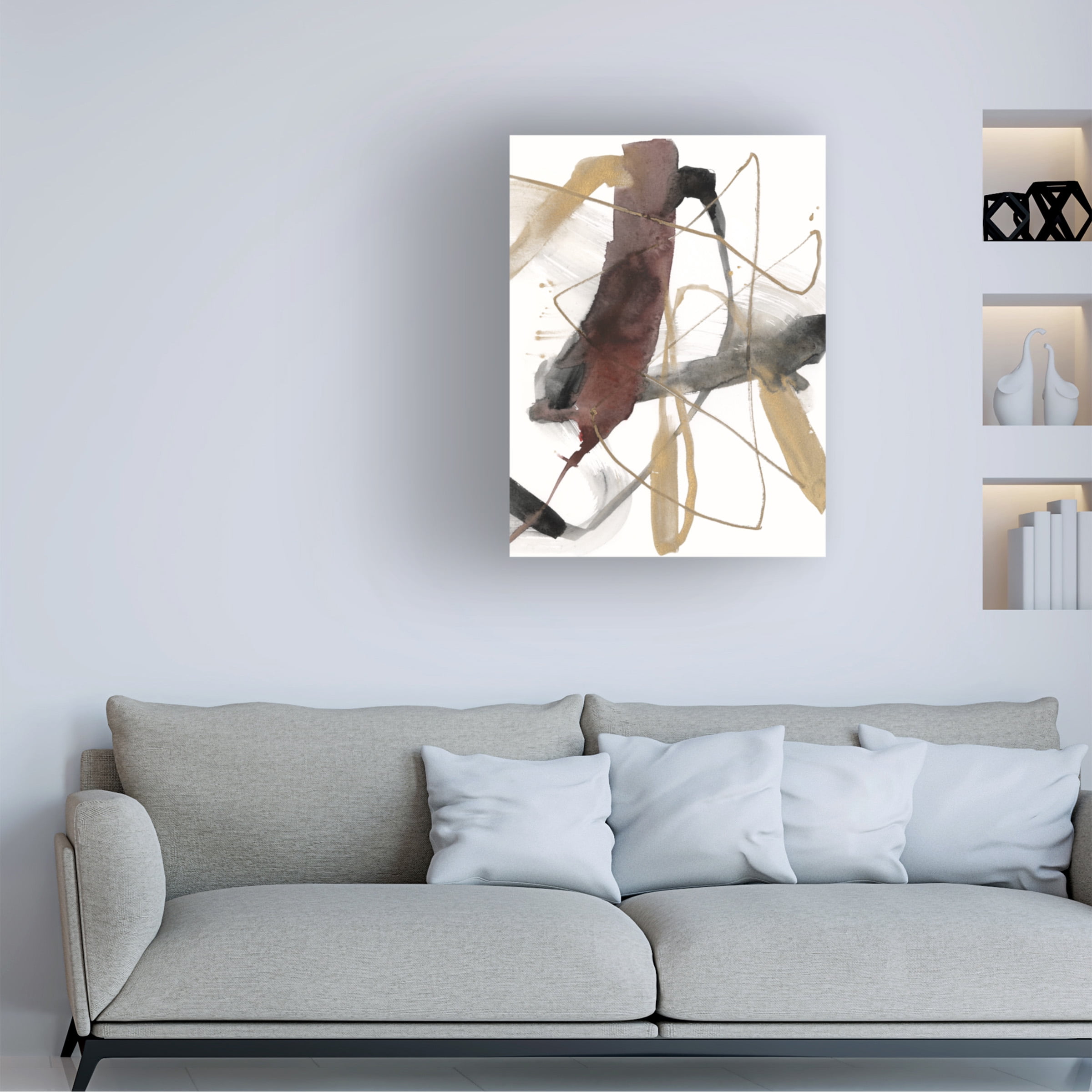 Jennifer Goldberger 'Burgundy Interjection II' Canvas Art