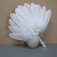 thumbnail image 7 of Byfri White Exquisite Feather Hand Fan Vintage Folding Handheld Fan for Dance Party 30x30cm, 7 of 7