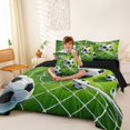 thumbnail image 3 of Manfei Cartoon Soccer King Bedding, Sport King Bed in a Bag, Green Black White, Black Reversible 7 Pieces, 3 of 6