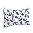 thumbnail image 2 of Naloa Navy Blue Anchor Pillowcase, Throw Pillowcase, Wrinkle-Free, Stain-Resistant with Hidden Zipper for Bedroom Sofa - 16"x24", 2 of 9