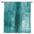thumbnail image 2 of Teal Semi Sheer Curtains Drapes for Living Room, Bedroom, French Doors Window 45 Inches Long, Retro Oil Painting Modern Abstract Art Aesthetics Rod Pocket Chiffon Curtain Drapery Voile Drape Panel, 2 of 6