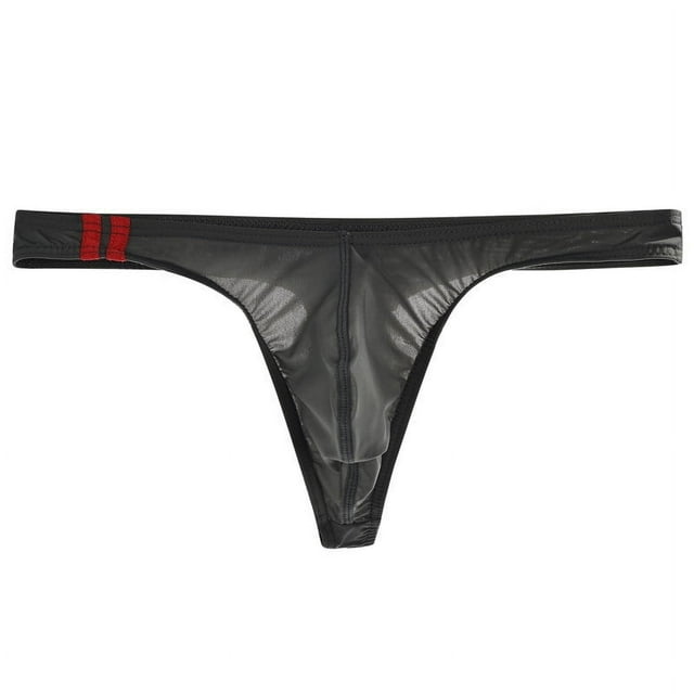 Tanga transparente de seda de hielo para hombre, ropa interior fina de cintura baja, sexy, con forma de U, pantalones cortos transpirables de verano para jóvenes