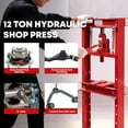 thumbnail image 6 of Garvee 12T Hydraulic H-Frame Shop Press, Adjustable Table with Stamping Plates, Red Finish, 6 of 7