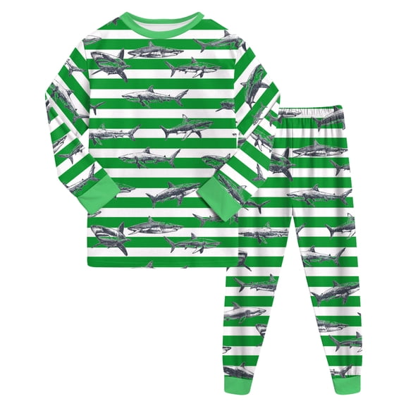 Wenfanal Girl's Snug Fit Cotton Pajama Sets,Toddler Baby Boy Fall Clothes,Boys Girls Suit Long Pants Regular Long Sleeved Round Neck 3D Printed Boys Fashion Size 4-5 Years,Green