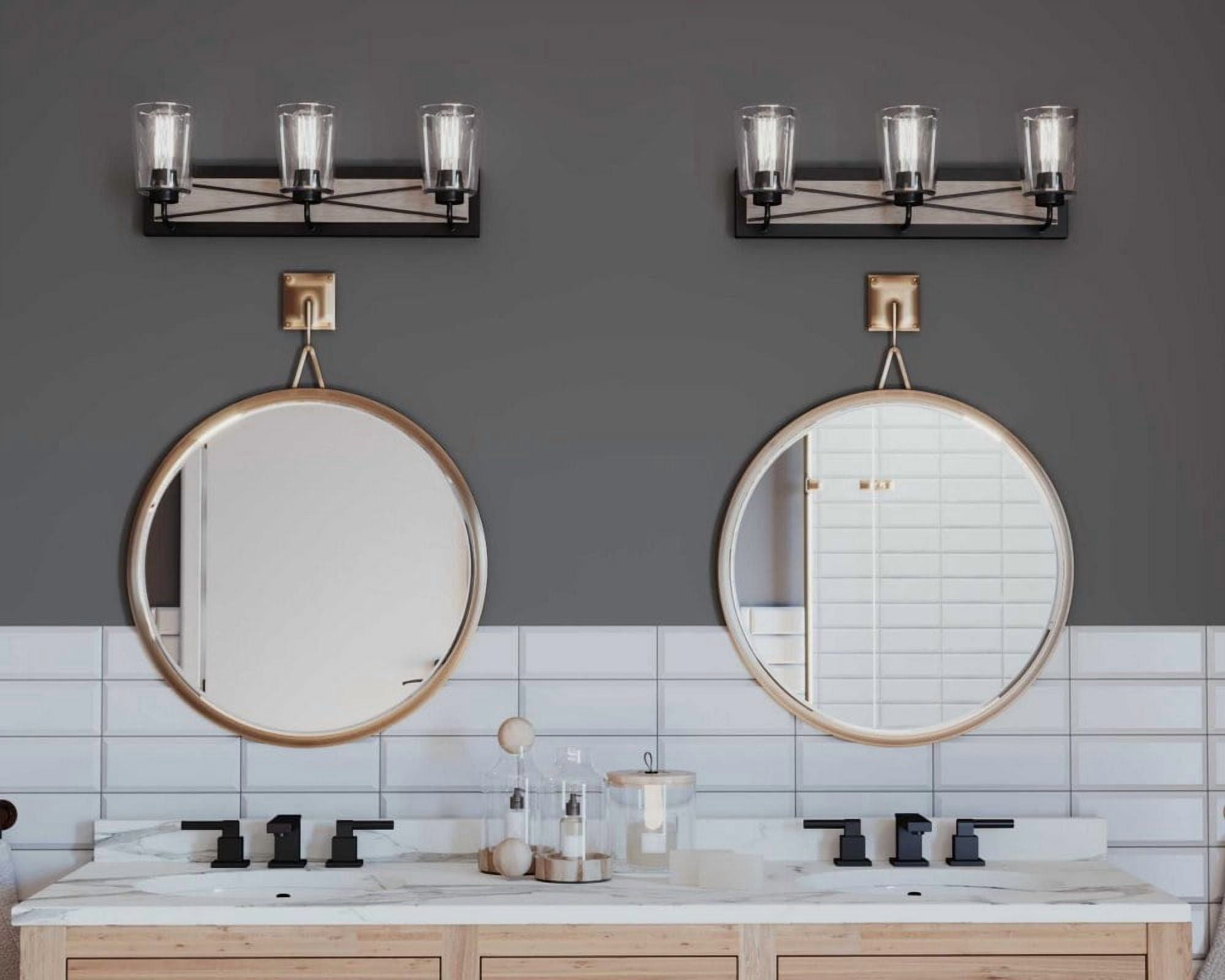 Briarwood Collection 3-Light Graphite Clear Glass Coastal Bath Vanity Light