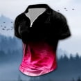 thumbnail image 2 of TSADFHJI Hauts pour Hommes Manches Longues Hiver Automne Été Col à Revers T-Shirt à Fermeture Éclair pour Hommes Dégradé Imprimé Rétro Manches Courtes L, 2 of 4