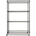 "Alera Black Metal Wire Shelving Unit, Four Shelf with Casters, 48"" x