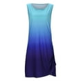 thumbnail image 4 of B91xZ Robes Printemps Été pour Femmes Robe Maxi Sans Manches Col en V Robe Longue Boho Taille Haute Robe Trapèze à Volants, Bleu Ciel S, 4 of 5