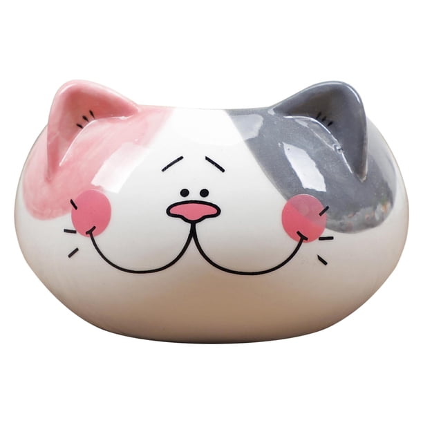 Adorable maceta adorno de escritorio cerámica pintada a mano creativa pequeña Gato Oreja Rosa Gris kusrkot Maceta suculenta