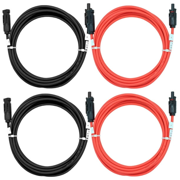 Extensión de Cable Solar SolarLix 2Kits 3m C.10 6mm Hembra y Macho MC4 2 Negros 2 Rojos. Total 12 m Cable y Conectores