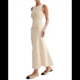 thumbnail image 2 of Vestido de Punto de Verano para Mujer, Sin Mangas, con Botonadura Sencilla, Cuello Redondo y Abertura, Ajustado Al Cuerpo. Albaricoque M, 2 of 10