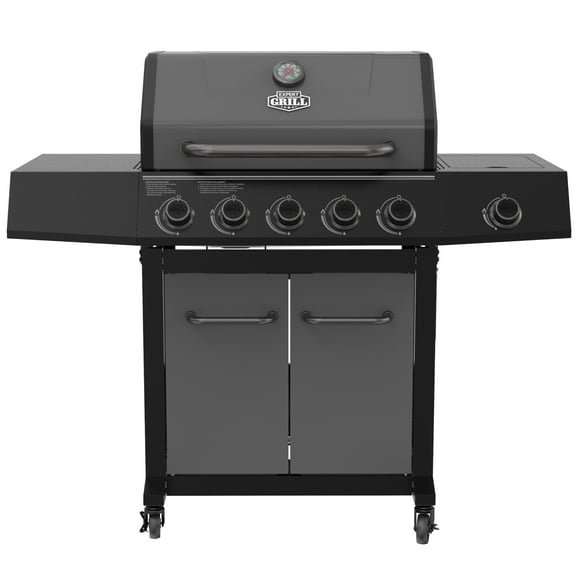 Expert Grill 5-Burner Gas BBQ Grill with Side Burner, Graphite