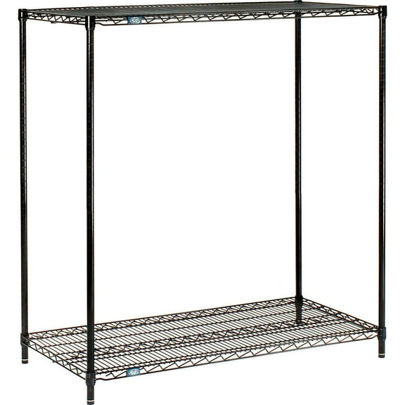 Nexel Black Epoxy, 2 Tier, Wire Shelving Starter Unit, 30"W x 18"D x 34"H
