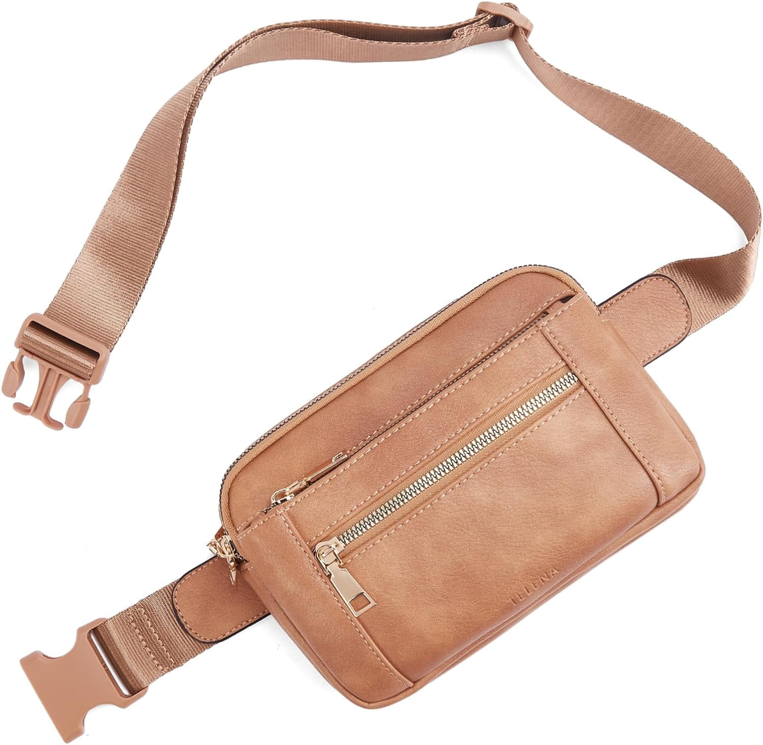 Fanny Packs for Women Cross Body Bag Leather Belt Bag Fashionable Waist Bag with Adjustable Strap Beige Brown