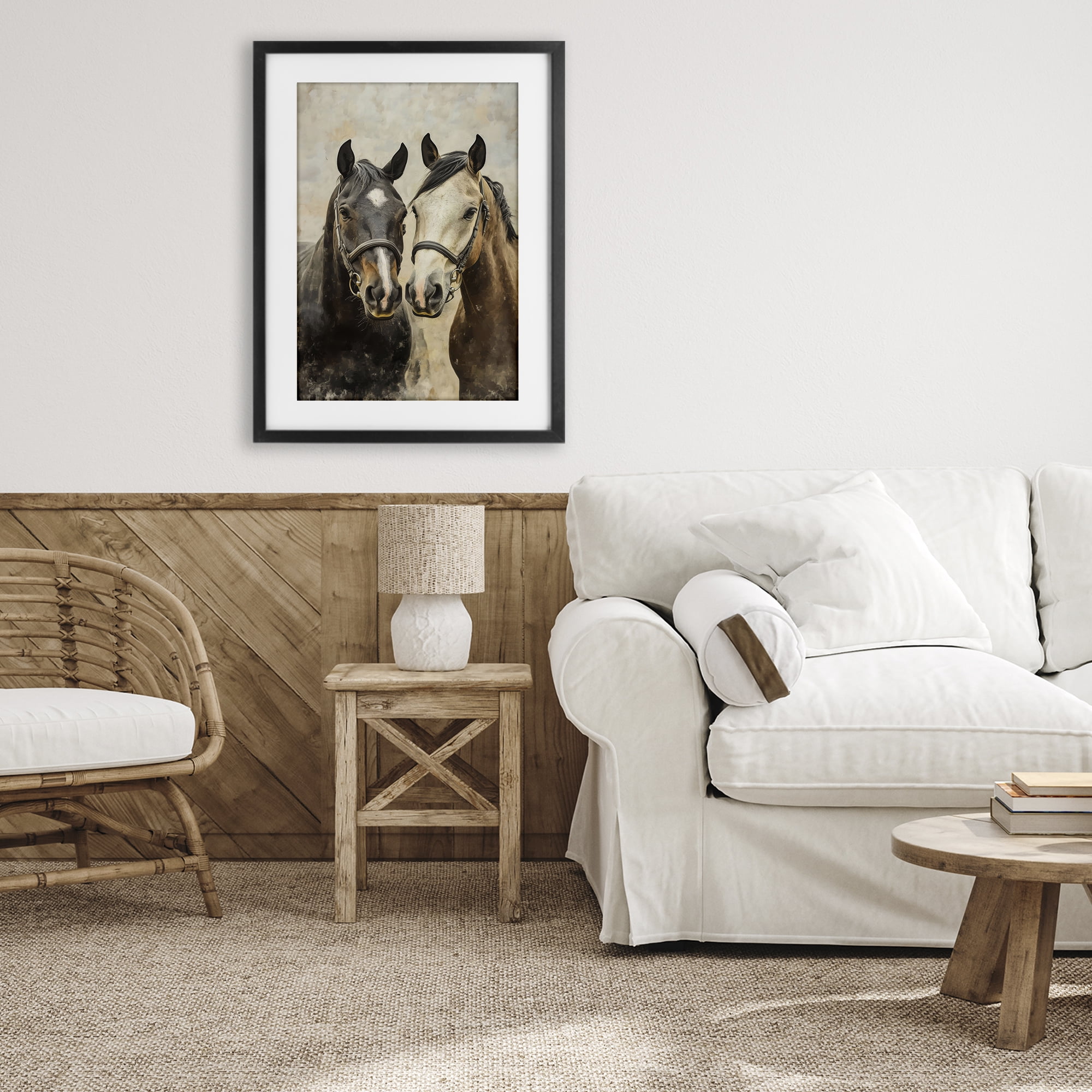 Stupell Industries Pair of Horses in Harmony Black Framed Print Under Glass, design by Creative Studio