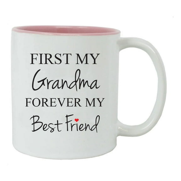 First My Grandma Forever My Best Friend 11-Ounce Ceramic Coffee Mug, Pink