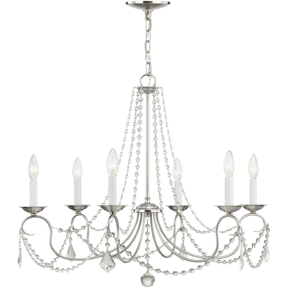 6 Light Brushed Nickel Chandelier with Steel base material