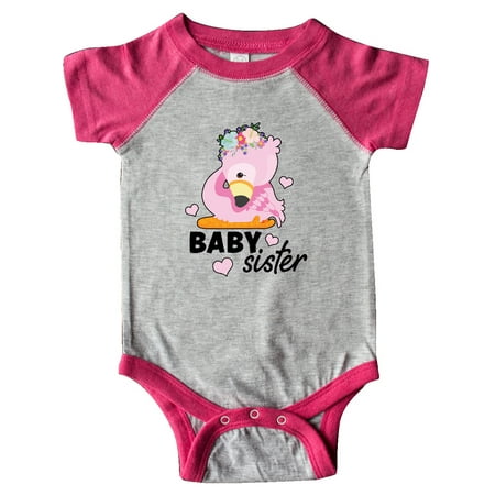 

Inktastic Cute Flamingo Baby Sister with Hearts Gift Baby Boy or Baby Girl Bodysuit