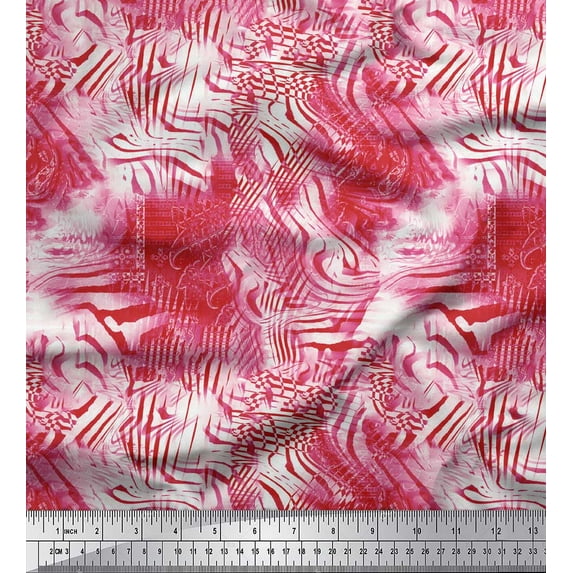 Soimoi Orange Cotton Jersey Fabric Wild Animal Skin Printed Fabric 1 Yard 58 Inch Wide