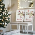 thumbnail image 2 of Merry Christmas Chair Back Covers Set of 8, Winter Floral Bird on Blooming Tree Red Green Stretch Dining Chair Back Slipcovers Removable Seat Cover for Kitchen Restaurant Hotel Cafe, 2 of 9