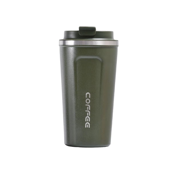 Toystoory Taza de café portátil con tapa, taza para beber, termo de jugo multiusos de acero inoxidable, botella de agua térmica al vacío, viaje Juegos de servir café y té Verde Toystoory HA065916-02