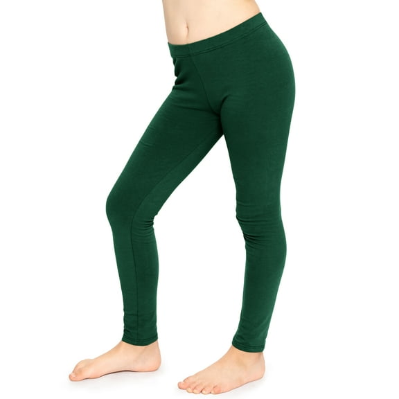 Stretch Is Comfort Stretchy Girl's Cotton Leggings Hunter Green X-Small