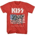 thumbnail image 1 of Kiss American Flag Kiss Red Heather Adult T-Shirt, 1 of 2