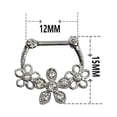 thumbnail image 3 of Triple Flower Design CZ Septum Nose Ring Clicker Surgical Steel 16g, 3 of 8