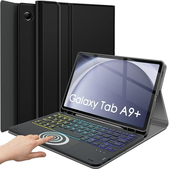 Funda de teclado DKAHOEE con panel táctil retroiluminado para Samsung Galaxy Tab A9 Plus 11" 2023