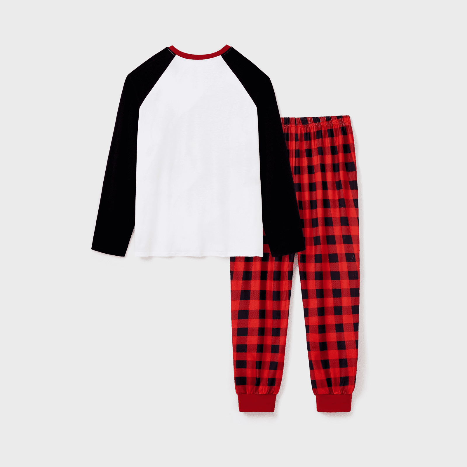 PatPat Womens Christmas Pajamas Family Matching 2 Piece Set Long Sleeve Santas Top and Red Plaid Pants Loungewear Set Holiday Gift PJs with Socks Women M