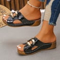 thumbnail image 3 of Womens Wedge Sandals Black Lightweight Casual Open Toe Low Heels Womens House Slippers Size 9 Espadrille Dressy Summer Ankle Strap Buckle Women Sandal, 3 of 9
