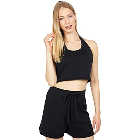 Sanctuary Womens Black Essential Wide Open Back Halter Tank Top Size S $59