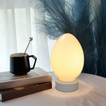KMMYS Easter Egg Shaped LED Table Lamp - White Plastic Bedside Light, Decorative Night Light for Home, Office, and Easter Decor