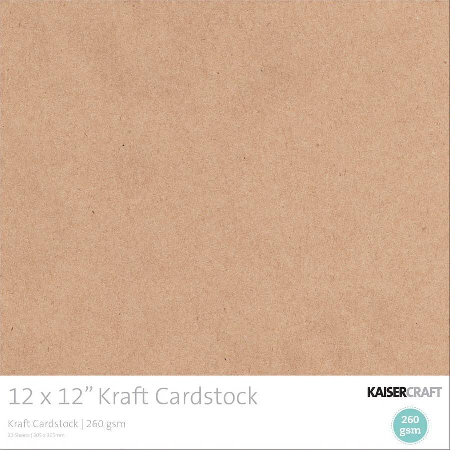 Kaisercraft 260gsm Cardstock, 12" x 12", 20pk, Kraft