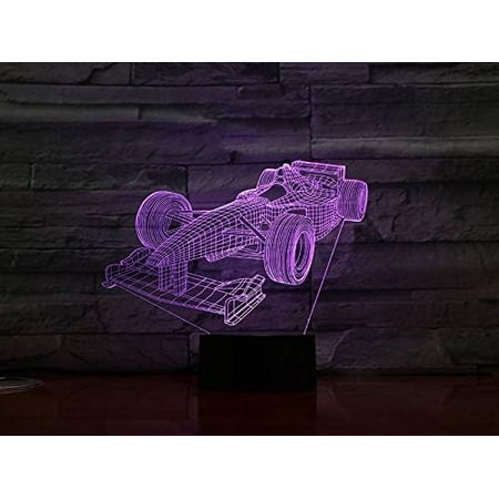 

Race Car Lamp Lamp for Teen Boys Room Party Decorations Birthday Valentines Gifts for Kids Car Atmosphere Lamp Atmosphere Lamp for Car F1 Car Night Light Toys 3D Optical Illusion