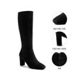 thumbnail image 3 of BLISSFUL STEP Knee High Boots Square Toe Chunky Heel Tall Boots Side Zipper Long Boot Black 6, 3 of 8