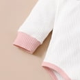 thumbnail image 5 of Scyoekwg Newborn Baby Girl Clothes Fall Winter Outfit Casual Round Neck Ruffle Long Sleeve Ribbed Romper Long Pants Solid Color 2PC Set (White,0 Months), 5 of 8