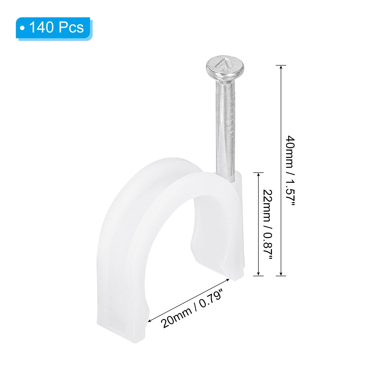 Uxcell 20mm Half Clamp J-Hook with Nail, 140Pcs Pex Pipe Fixture Support Holder, White