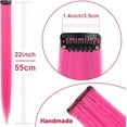 thumbnail image 3 of LAICAIW Rallonges de Cheveux Colorées de 22 Pouces, Postiche Lisse, Mèches de Fête Multicolores à Clipser, Rallonges de Cheveux Synthétiques (12 Pcs Rose Vif), 3 of 6