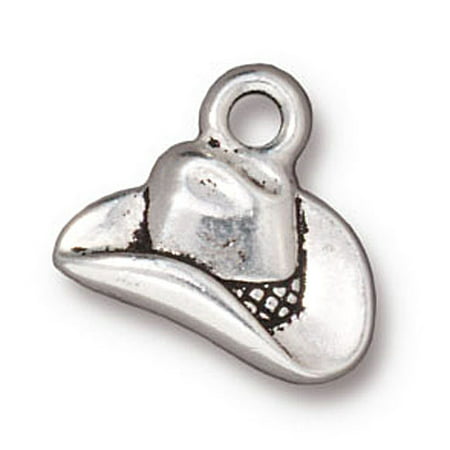 Fine Silver Plated Pewter Western Cowboy Hat Charm 12mm (1)