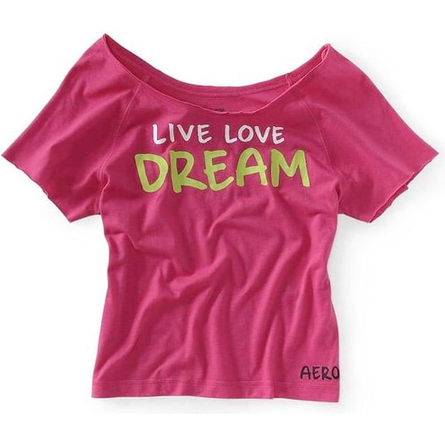 Aeropostale - Camiseta para dormir con pijama de yoga raglán para mujer, rosa, pequeña Aeropostale Camiseta de manga corta