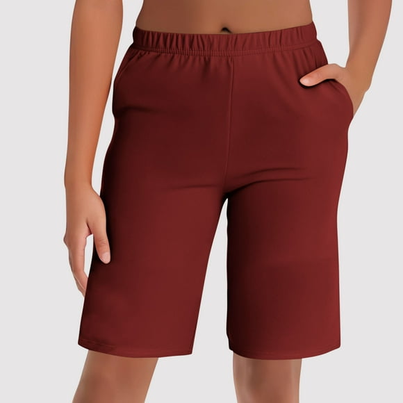asjyhkr Womens Home Shorts Elastic Waist Soft Comfy Stretch Cotton Shorts with Pockets Elastic Waist Summer Shorts