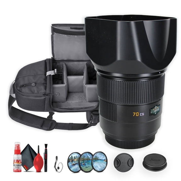 Leica Summarit-S 70mm F/2.5 ASPH CS Lens Bundle Including: 3 Piece Filter Kit, Backpack, Front and Rear Lens Caps, Lens Hood, Full Cleaning Kit, Lens Cap Keeper