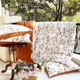 thumbnail image 4 of Orange White Leaves Flower Reversible Bed Linen Set Duvet Cover（King Size）, 4 of 4