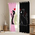 thumbnail image 3 of jejeloiu Romantic Valentine'S Day Blackout Curtains Set of 2 (52x84 Each),Cute Cat Kitten Window Curtains,Pink Black Curtains and Drapes For Girls,Ultra Soft Home Decor, 3 of 6