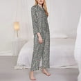 thumbnail image 3 of Lsque Black And White Houndstooth Pattern Long Sleeve Pajama Set for Women - Soft 2-Piece Sleepwear and Loungewear Set with Pockets, Comfy Nightwear-Medium, 3 of 7